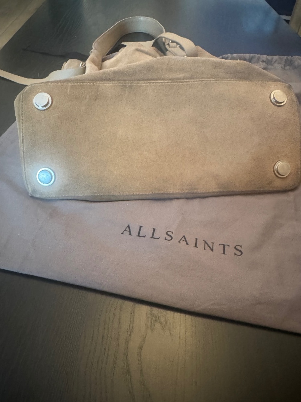 ALLSAINTS Paradise North South Suede Tote (TAN) - Picture 2 of 12